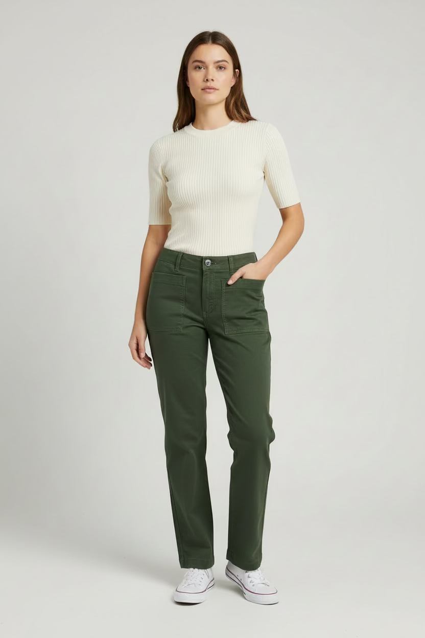 DL1961 Mara Straight Pant - Olive - Skorzie