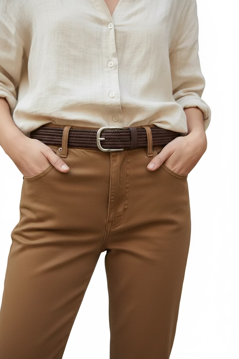 Royal Albartross Ladies Braided Belt - Brown - Skorzie