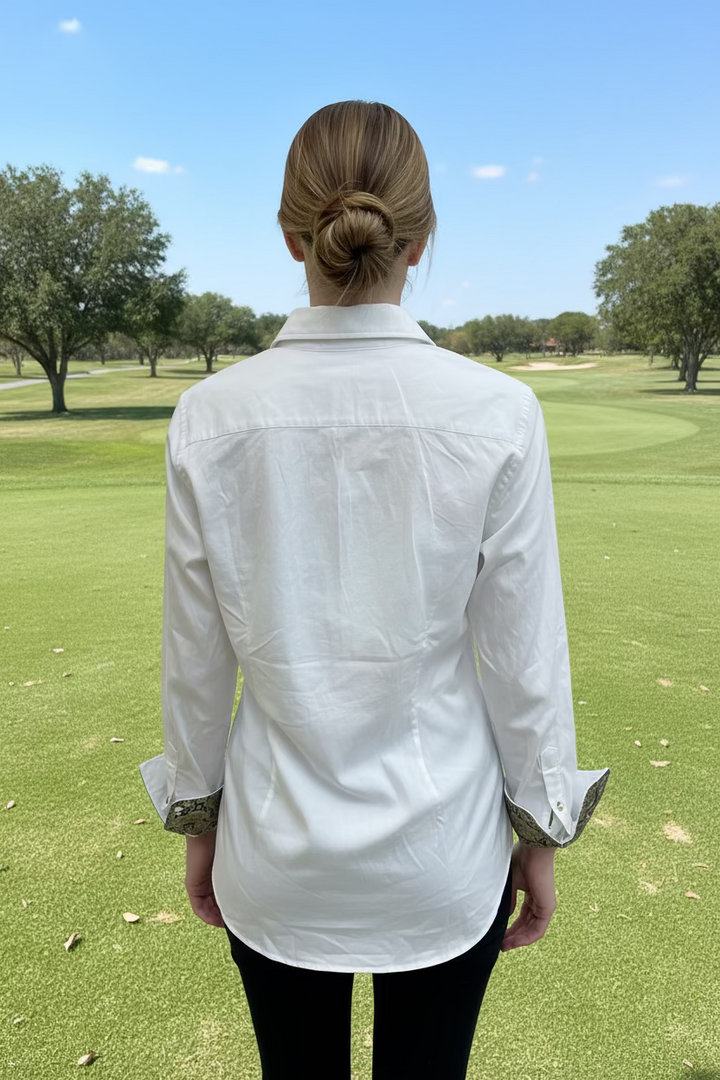 Robert Graham Long Sleeve Priscilla Polo - White - Skorzie