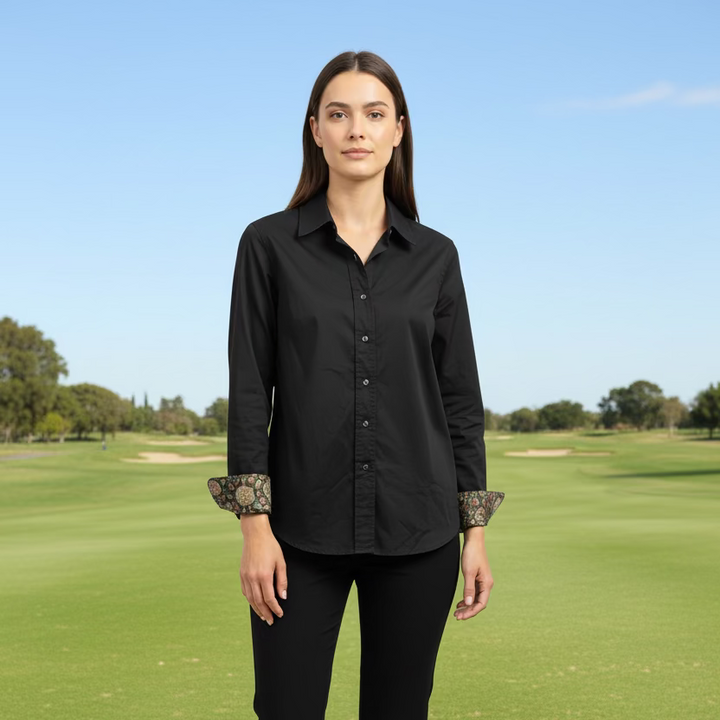 Robert Graham Long Sleeve Priscilla Polo - Black - Skorzie