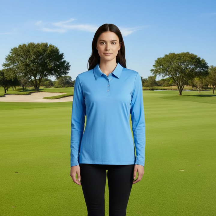 Kjus Elena Cooling Long Sleeve Polo - Blue Opal - Skorzie