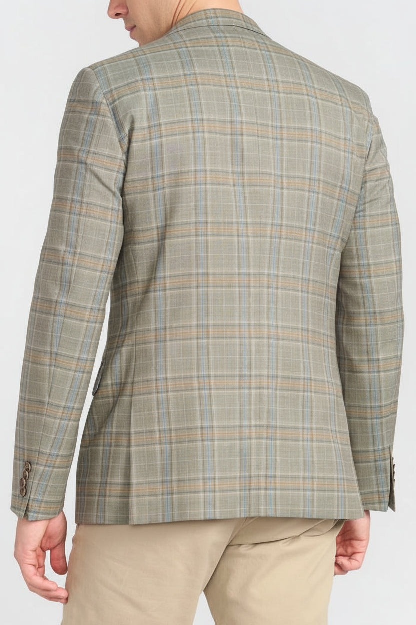 CRICKETEER Plaid Wool Blend Sport Coat - Olive - 42R - Skorzie