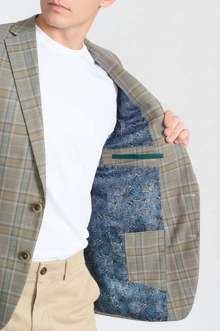 CRICKETEER Plaid Wool Blend Sport Coat - Olive - 42R - Skorzie