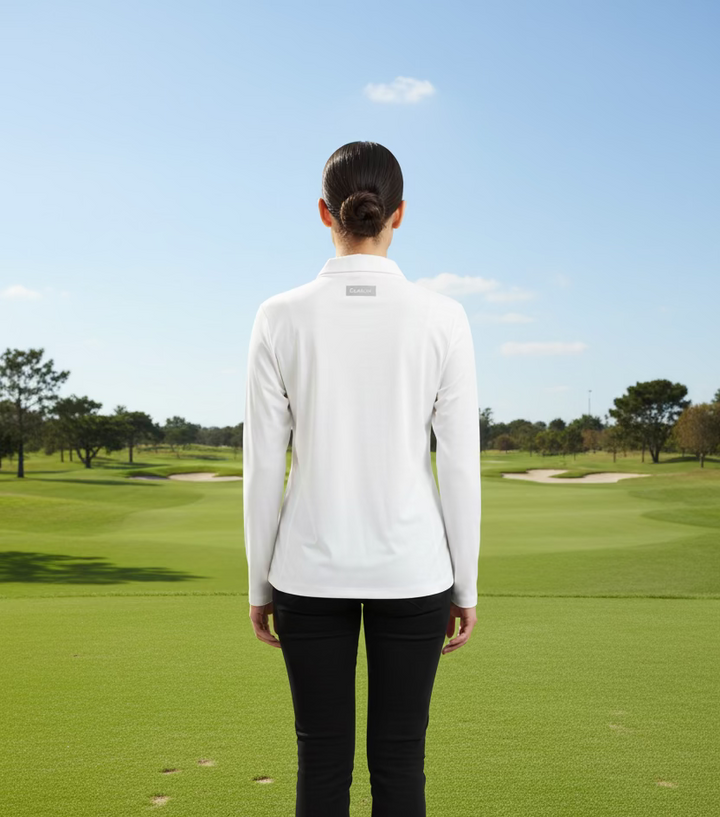 Golftini Long Sleeve Zip Collar Polo - White - Skorzie