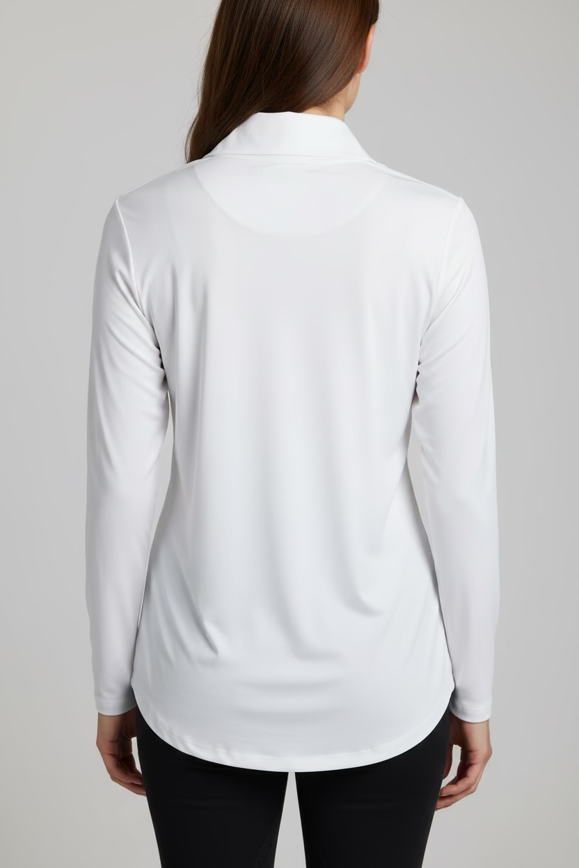 Golftini Long Sleeve Zip Collar Polo - White - Skorzie