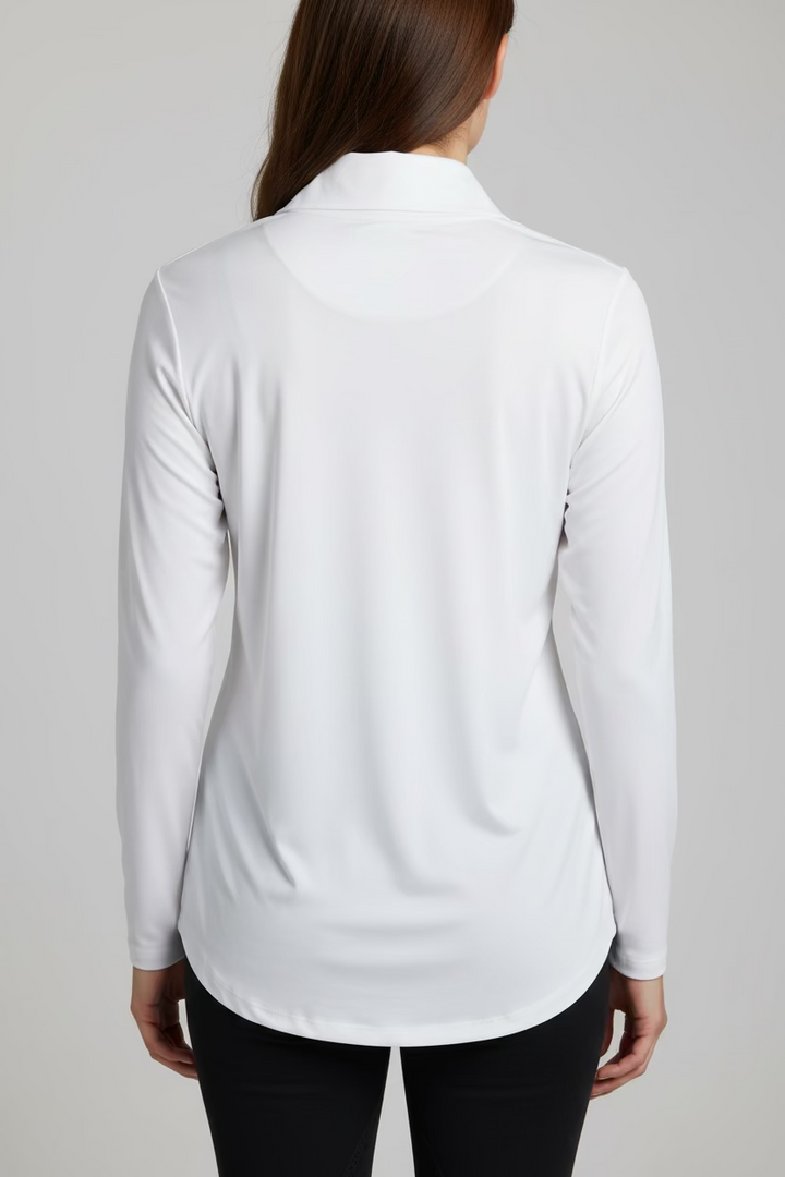 Golftini Long Sleeve Zip Collar Polo - White - Skorzie
