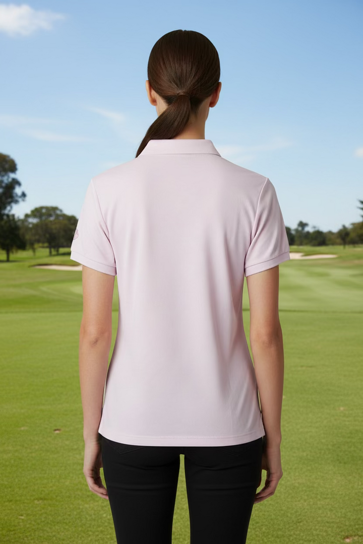 J. Lindeberg Short Sleeve Pattern Polo (w/logo) - Pink - Skorzie