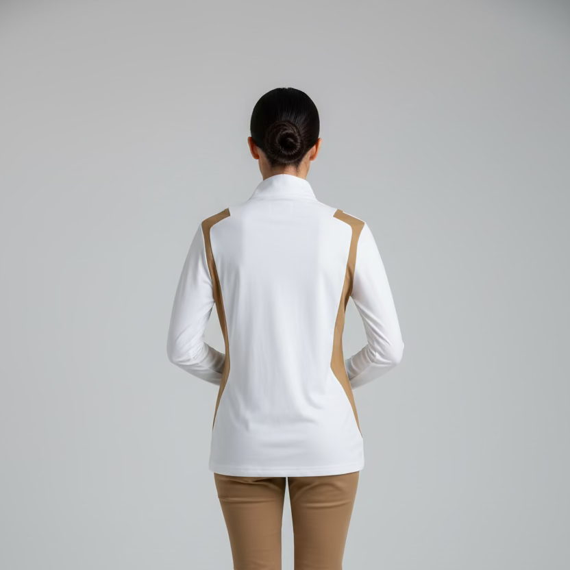 J. Lindeberg Mae Quarter Zip Mid Layer Top - White/Tan - Skorzie