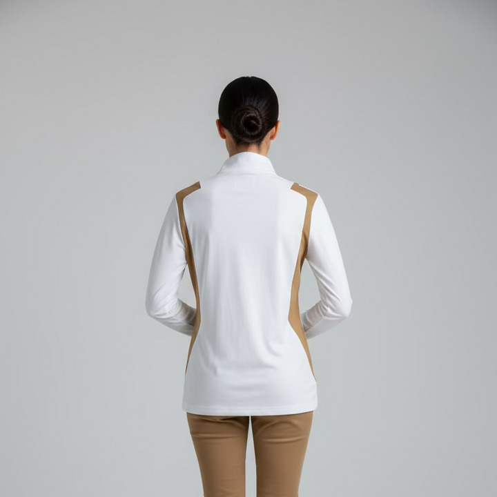 J. Lindeberg Mae Quarter Zip Mid Layer Top - White/Tan - Skorzie