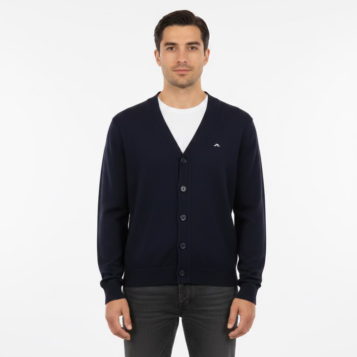 J. Lindeberg Lucas Knitted Cardigan Sweater (w/logo) - Navy - Skorzie