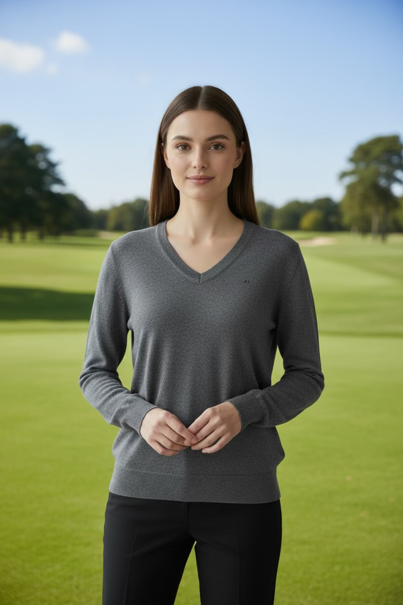 J. Lindeberg Amaya Knitted Sweater (w/logo) - Dark Grey Melange - Skorzie
