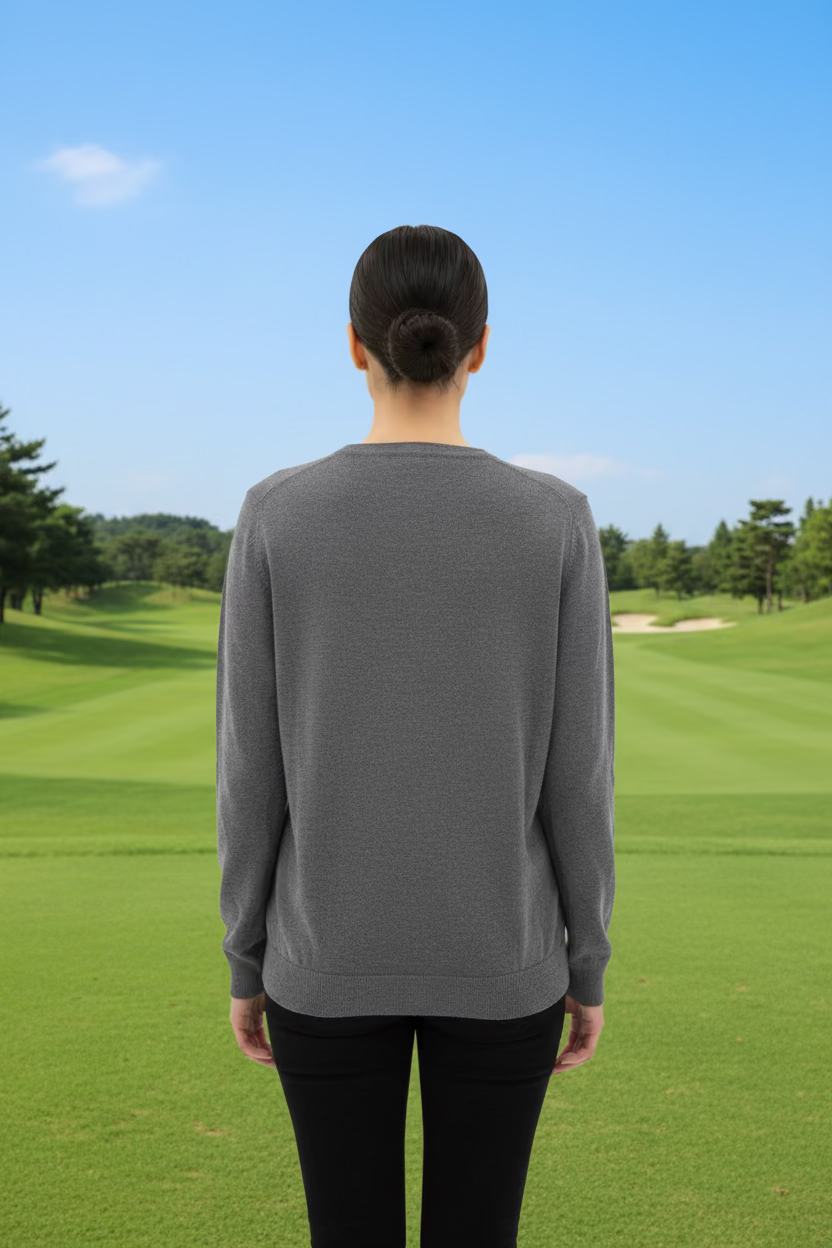 J. Lindeberg Amaya Knitted Sweater (w/logo) - Dark Grey Melange - Skorzie