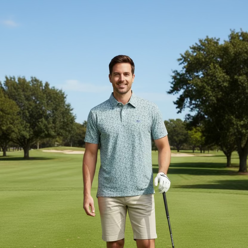 Breezy Golf Have A Day The Raking Leaves Polo - Sea Green - Skorzie