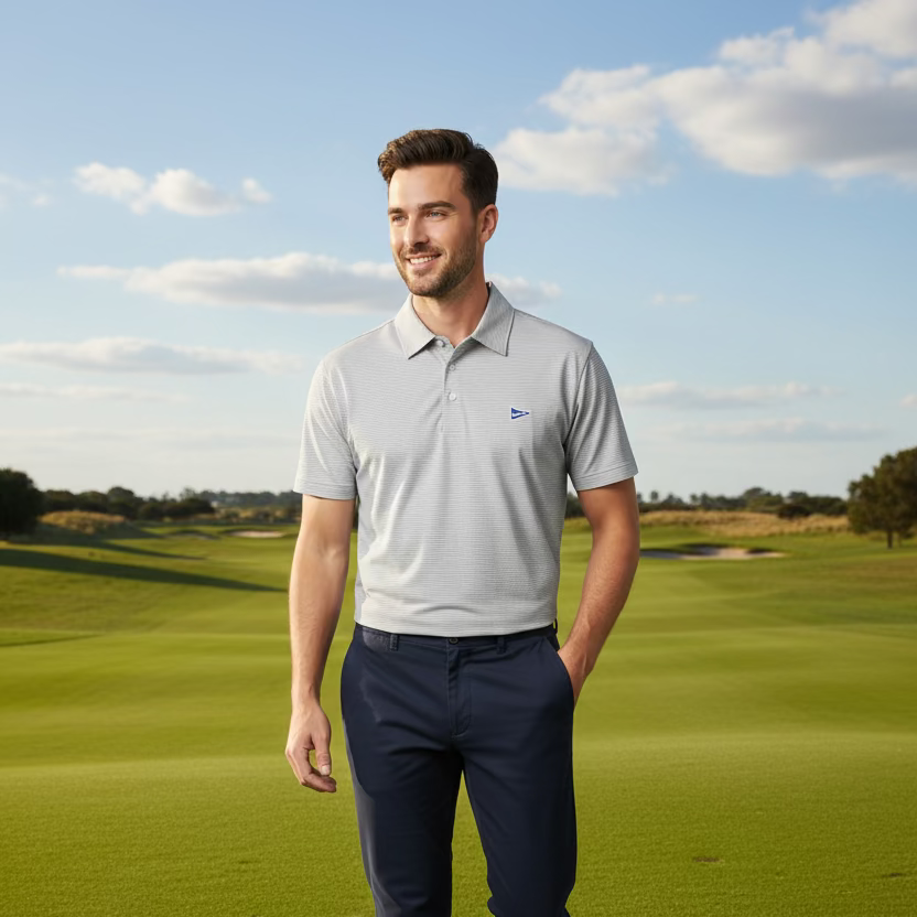 Breezy Golf Have A Day The Striped Polo - Dark Grey - Skorzie