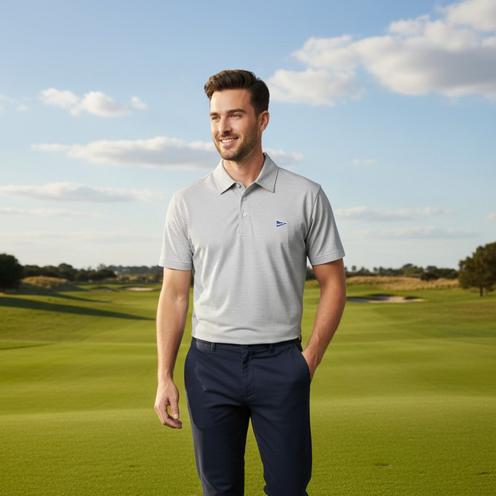 Breezy Golf Have A Day The Striped Polo - Dark Grey - Skorzie