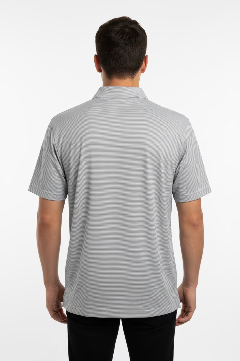 Breezy Golf Have A Day The Striped Polo - Dark Grey - Skorzie