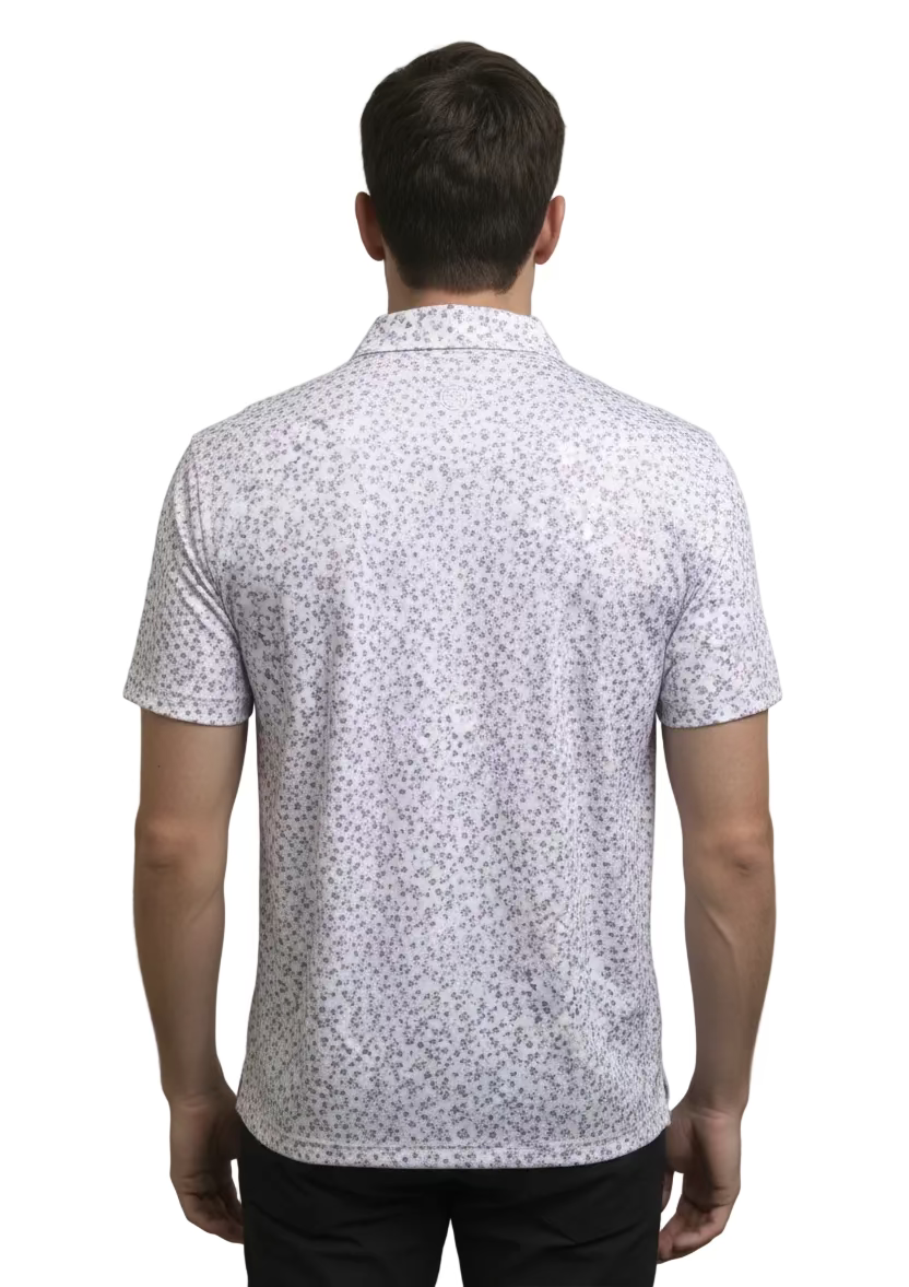 G/FORE Short Sleeve Floral Polo (w/logo) - Iris/Purple - Skorzie