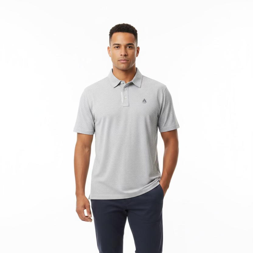 G/FORE Short Sleeve Pattern Polo (w/logo) - Onyx/White - Skorzie