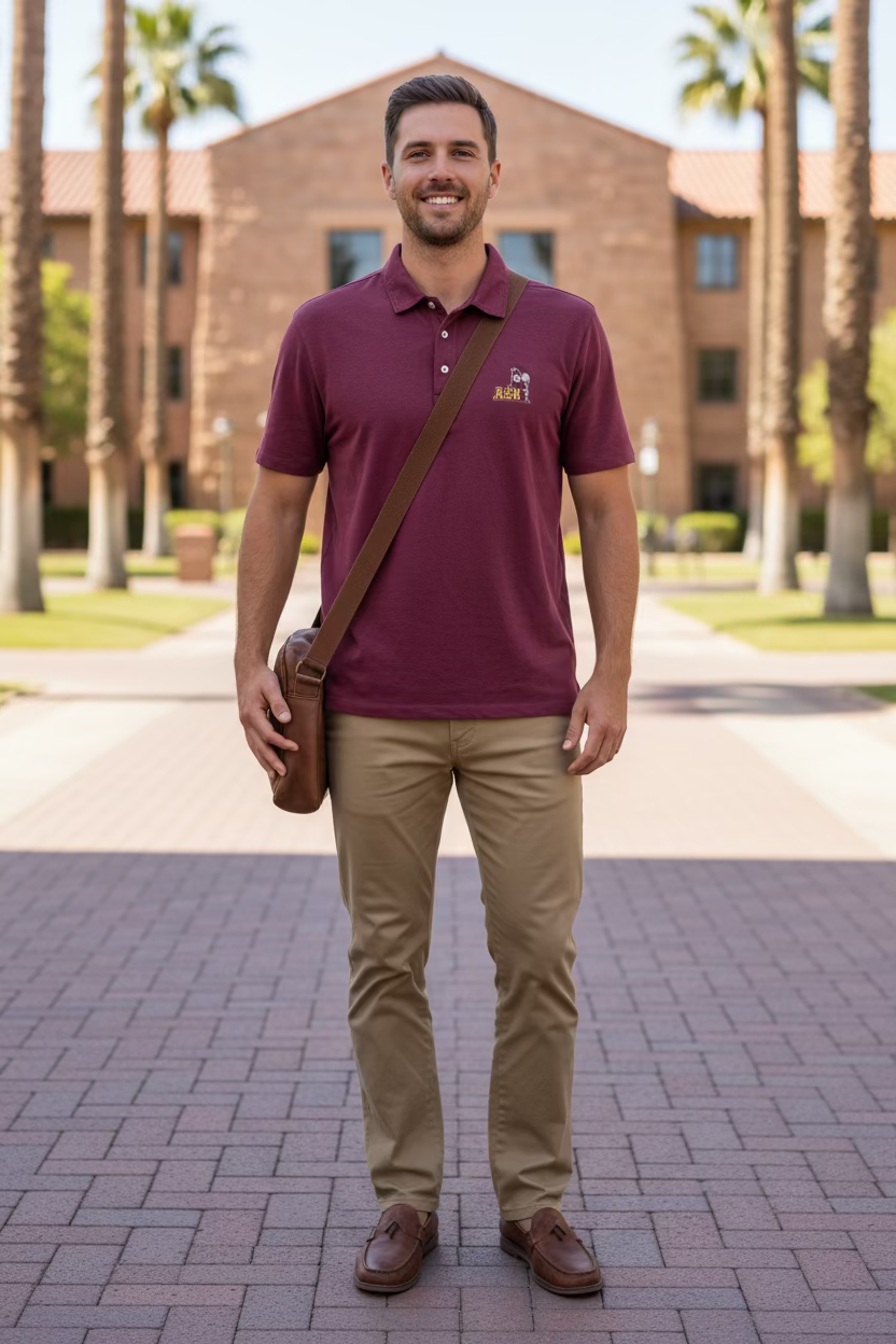 Johnnie-O Coastal Wash ASU Sparky Polo - Maroon - Skorzie