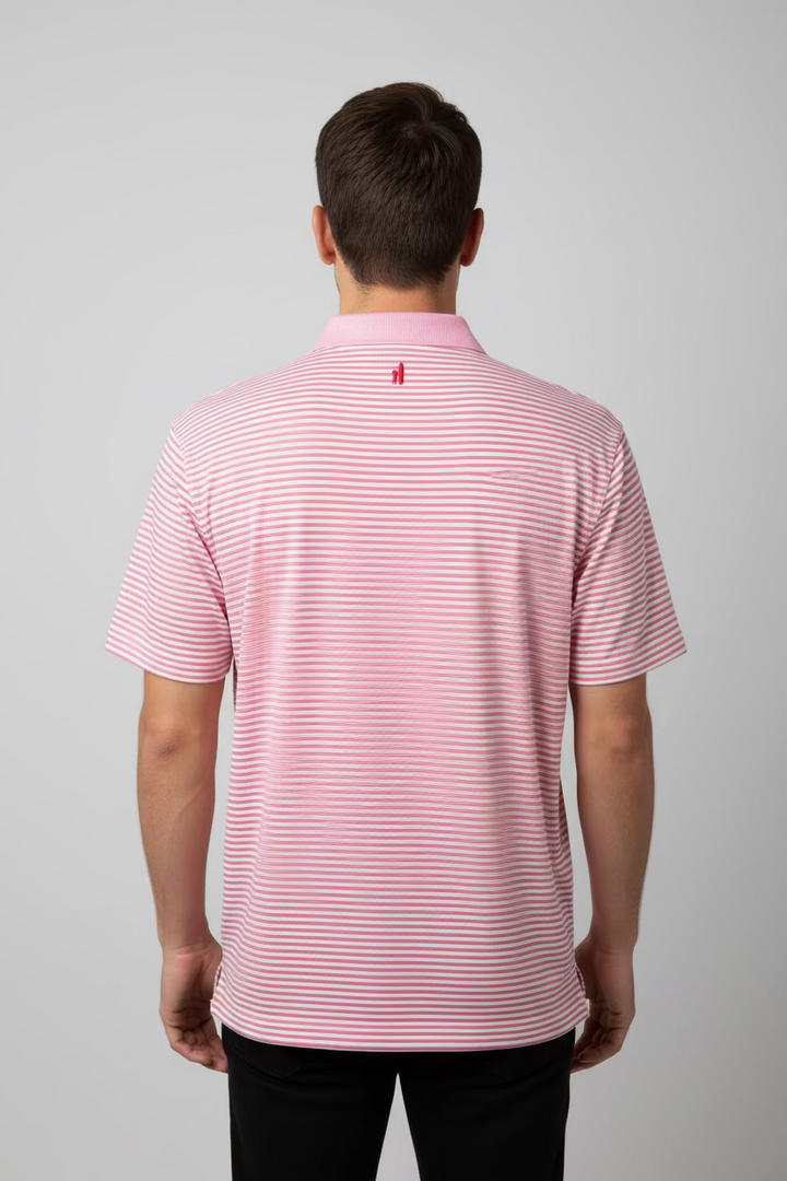 Johnnie-O Warwick Striped Polo (w/logo) - Lobster - Skorzie