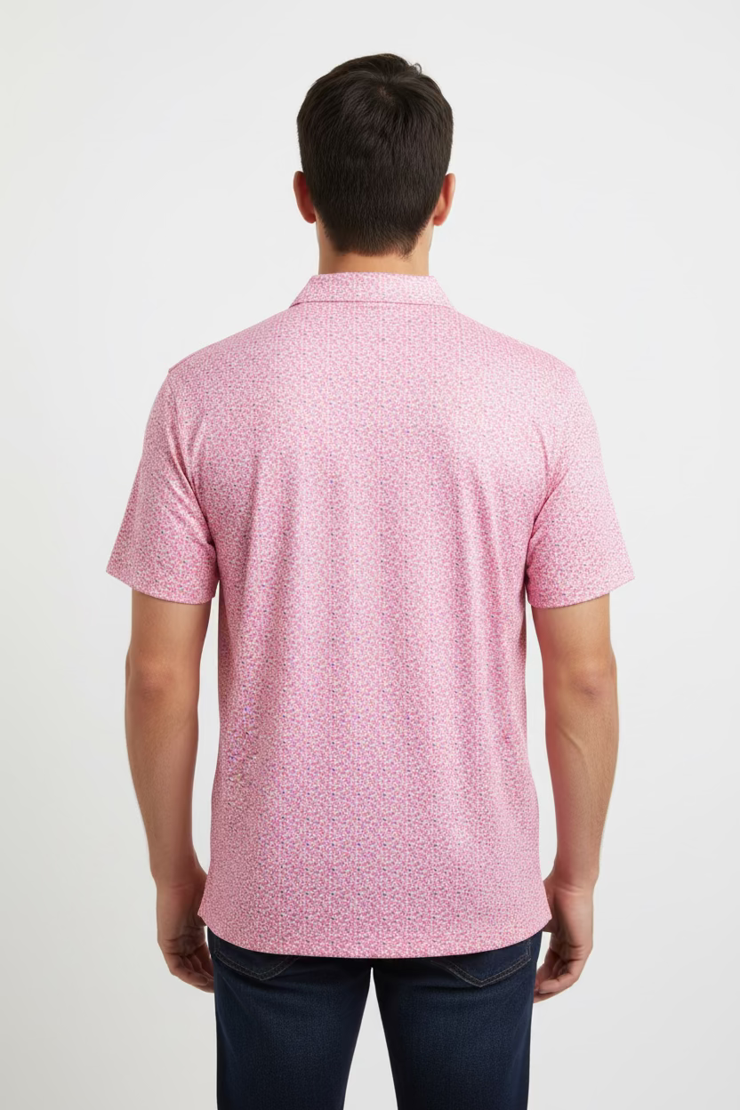 Johnnie-O Four Leaf Pattern Polo (w/logo) - Azalea - Skorzie