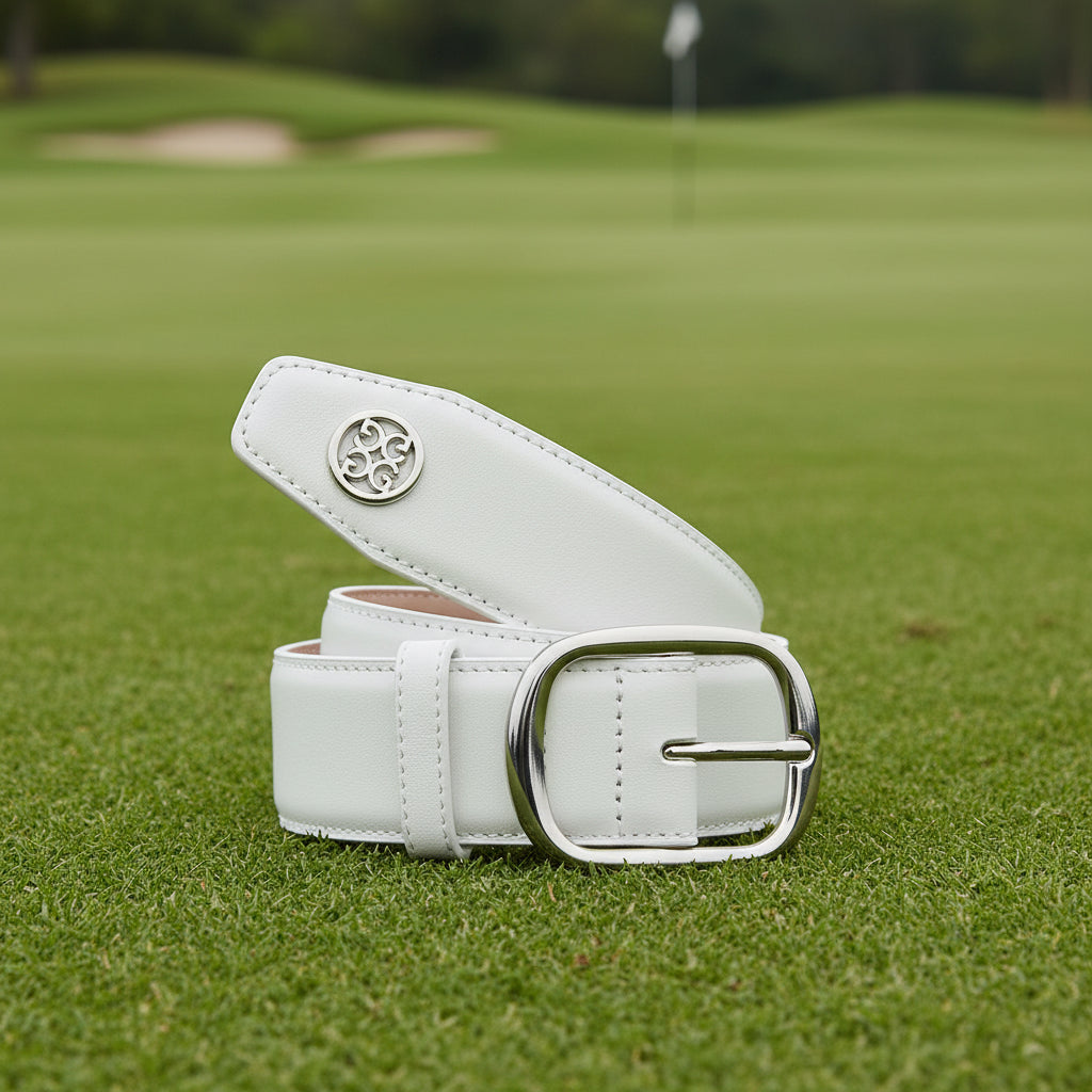 G/FORE Circle G's Leather Webbed Belt - Snow - Skorzie