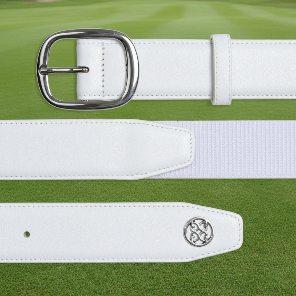 G/FORE Circle G's Leather Webbed Belt - Snow - Skorzie