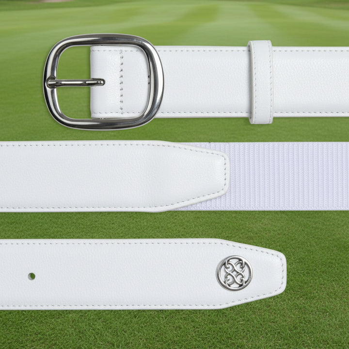 G/FORE Circle G's Leather Webbed Belt - Snow - Skorzie