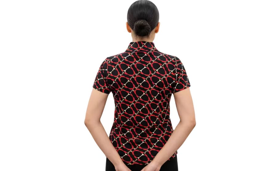 IBKUL Belmount Short Sleeve Zip Polo - Black/Red - Skorzie