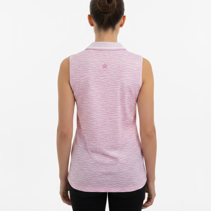 G/FORE Broken Stripe Silky Tech Nylon S/L Polo (w/ logo) - Blush - Skorzie