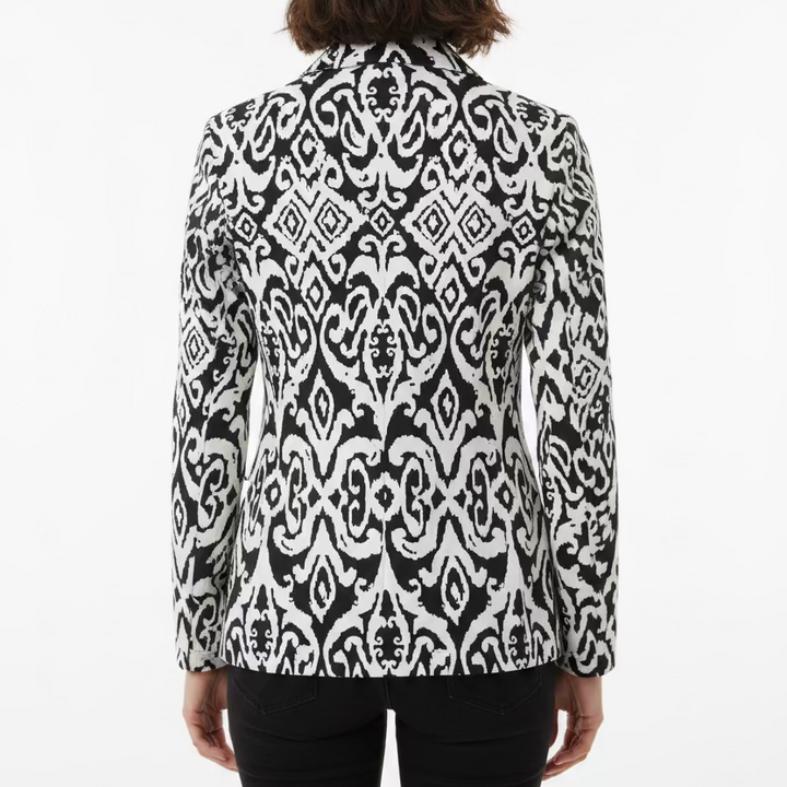 IBKUL Cosmic Swirl Long Sleeve Zip Polo Top - Black/White - Skorzie