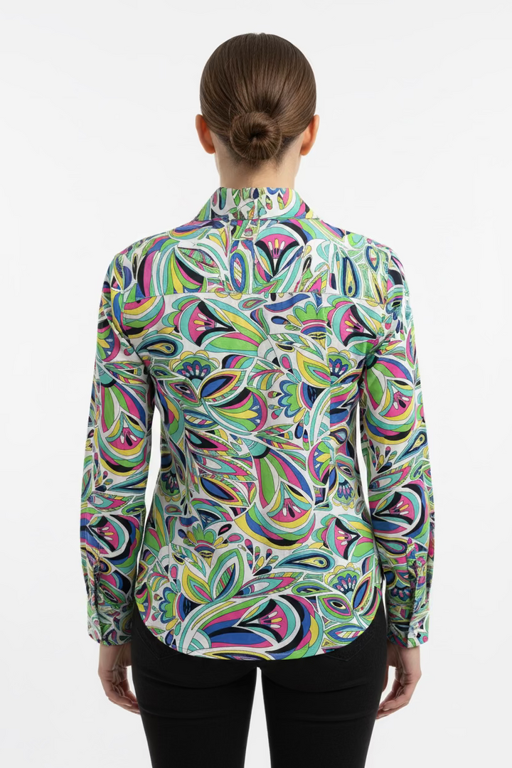 IBKUL Groovy Long Sleeve Zip Polo - Jade/Pink - Skorzie