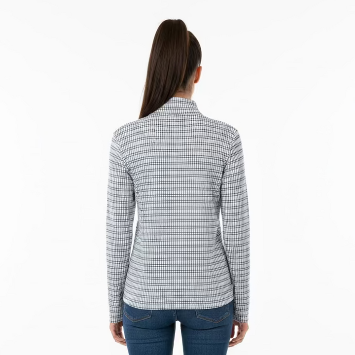 SanSoleil Golf Flag Long Sleeve Zip Polo (w/logo) - Skorzie