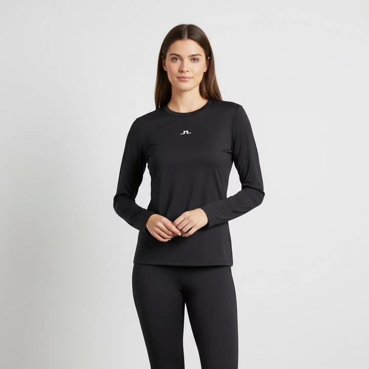 J. Lindeberg Tech Logo Long Sleeve Top - Black - Skorzie