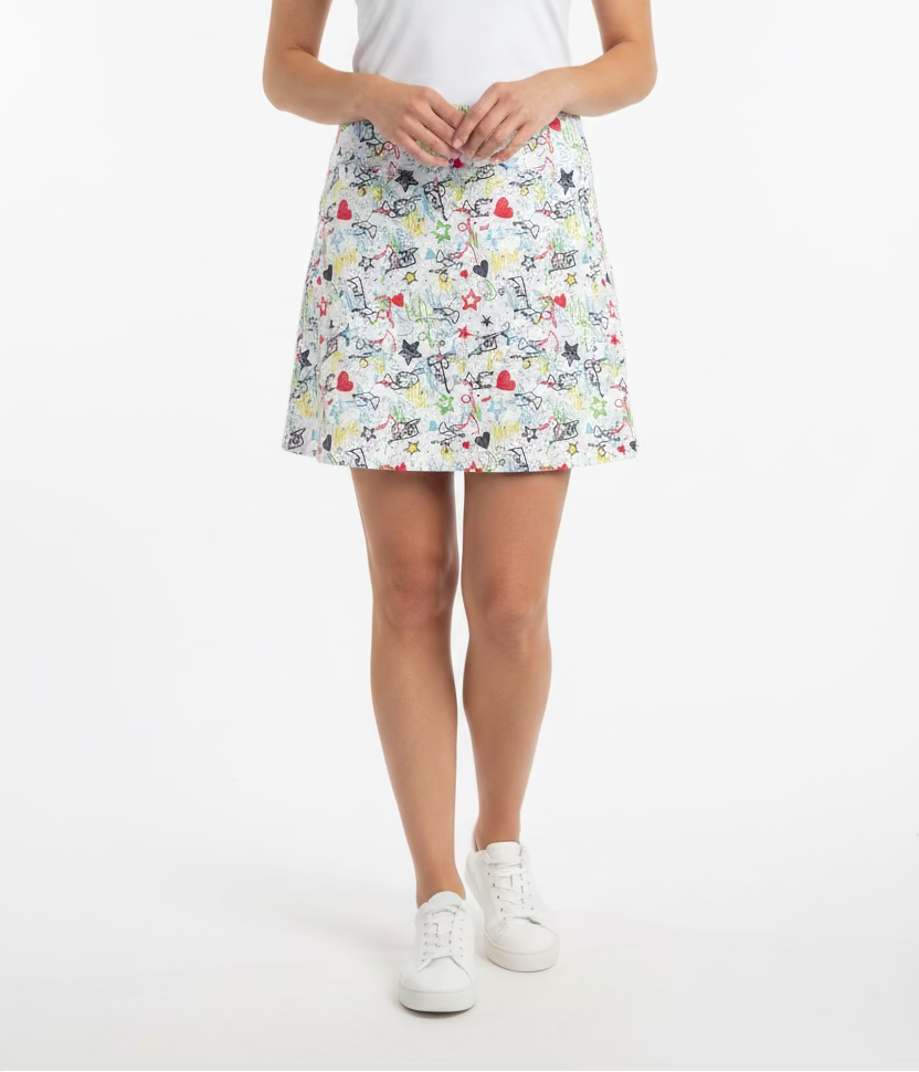 Amy Sport Spitfire Petite Marisa Pleated Skort 17" - White Graffiti - Skorzie