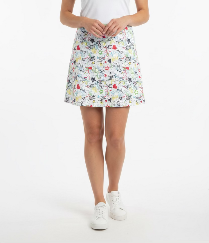 Amy Sport Spitfire Petite Marisa Pleated Skort 17" - White Graffiti - Skorzie