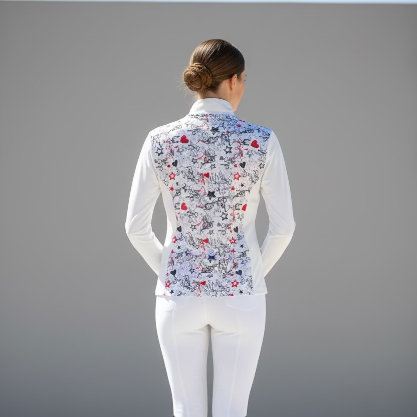 Amy Sport Katelyn Long Sleeve Top - White Graffiti - Skorzie