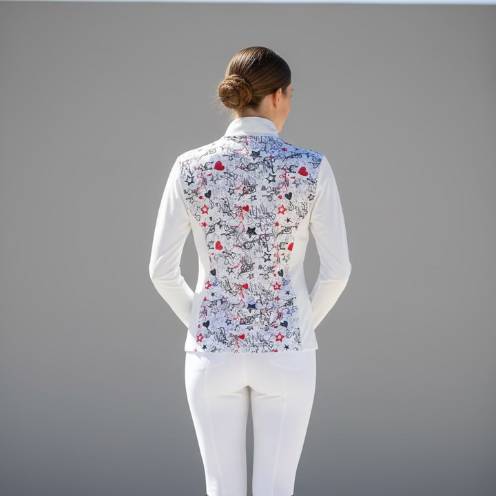 Amy Sport Katelyn Long Sleeve Top - White Graffiti - Skorzie