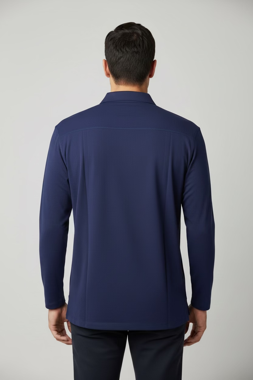 IBKUL Mens Long Sleeve Polo - Navy Ink - Skorzie