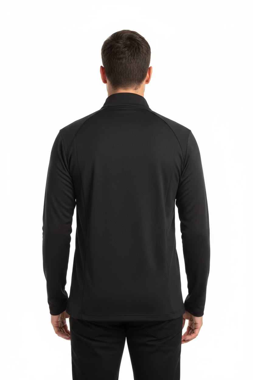 IBKUL Mens Long Sleeve Polo - Black Onyx - Skorzie