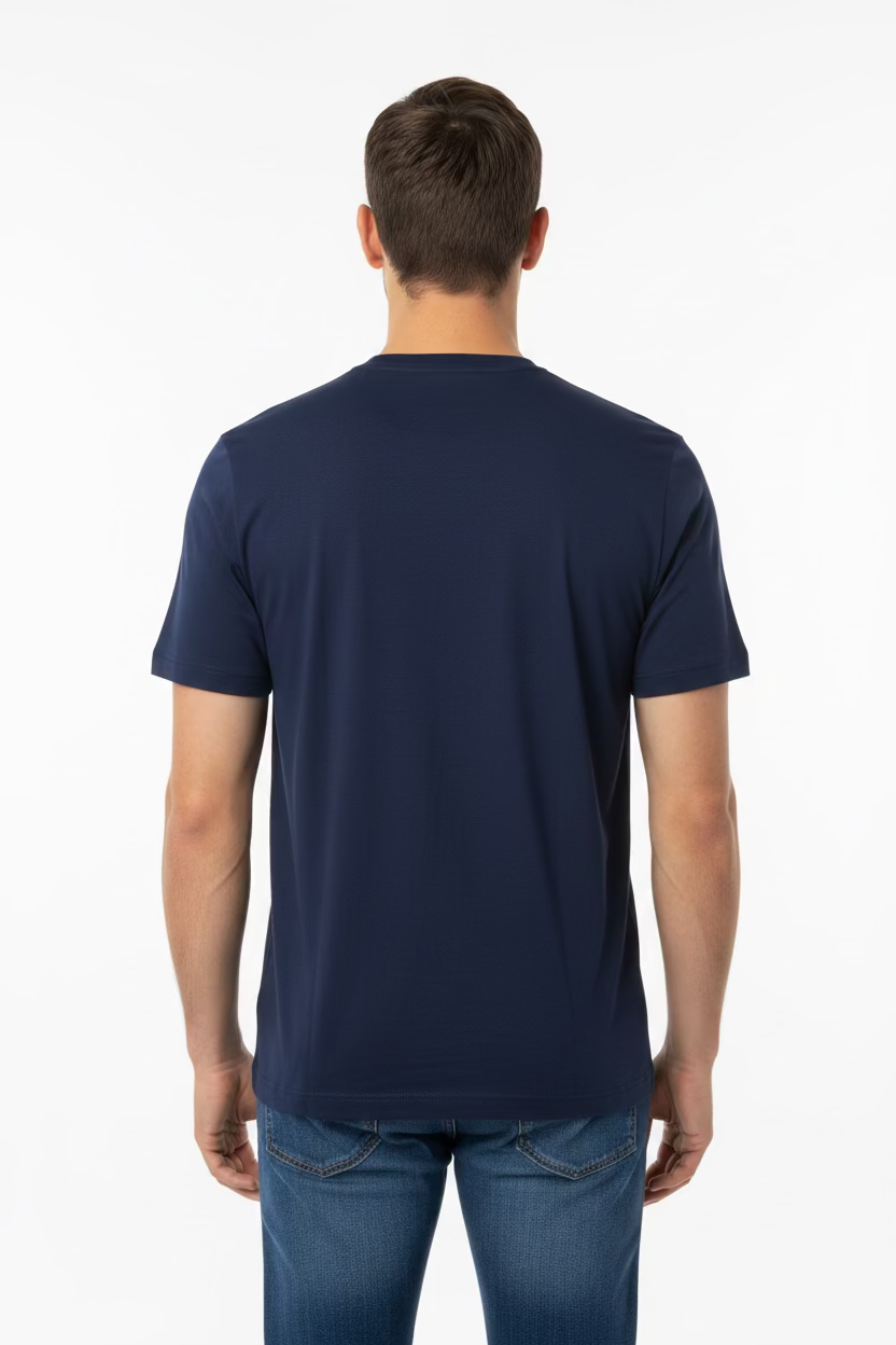 IBKUL Mens Classic Short Sleeve Crewneck Tee - Navy Ink - Skorzie