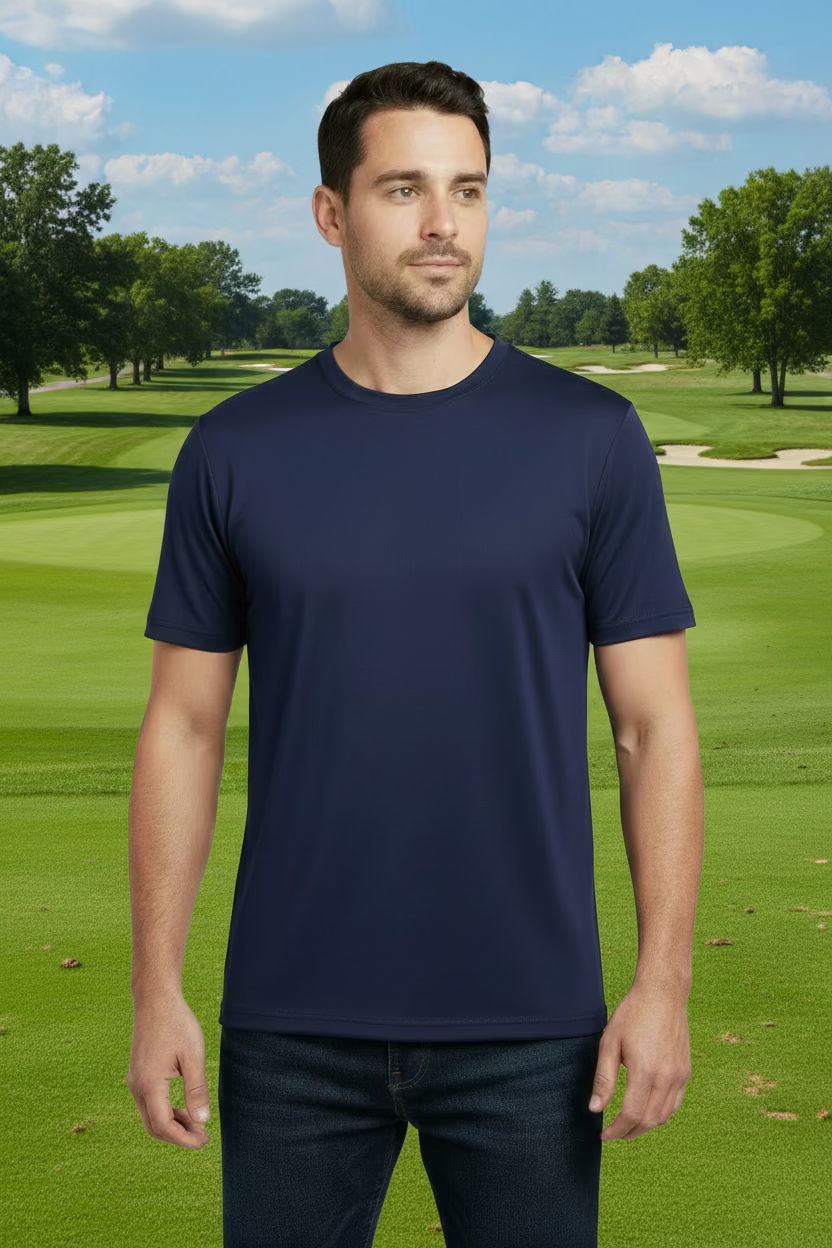 IBKUL Mens Classic Short Sleeve Crewneck Tee - Navy Ink - Skorzie