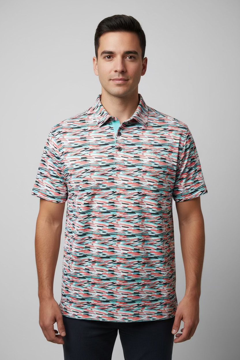 IBKUL Mens Short Sleeve Polo - Florida Waves - Skorzie