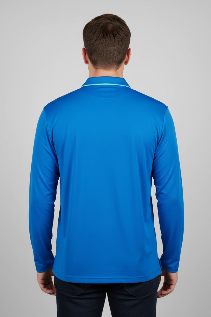 IBKUL Mens Long Sleeve Polo - Oceanside blue - Skorzie
