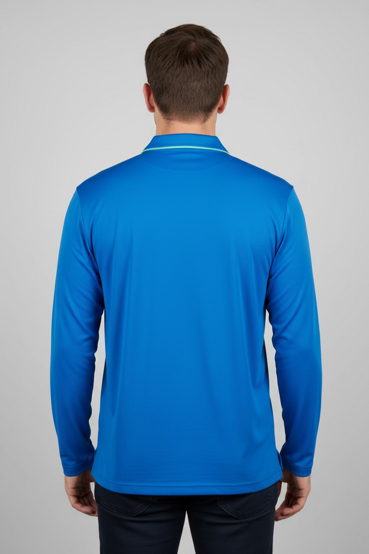 IBKUL Mens Long Sleeve Polo - Oceanside blue - Skorzie