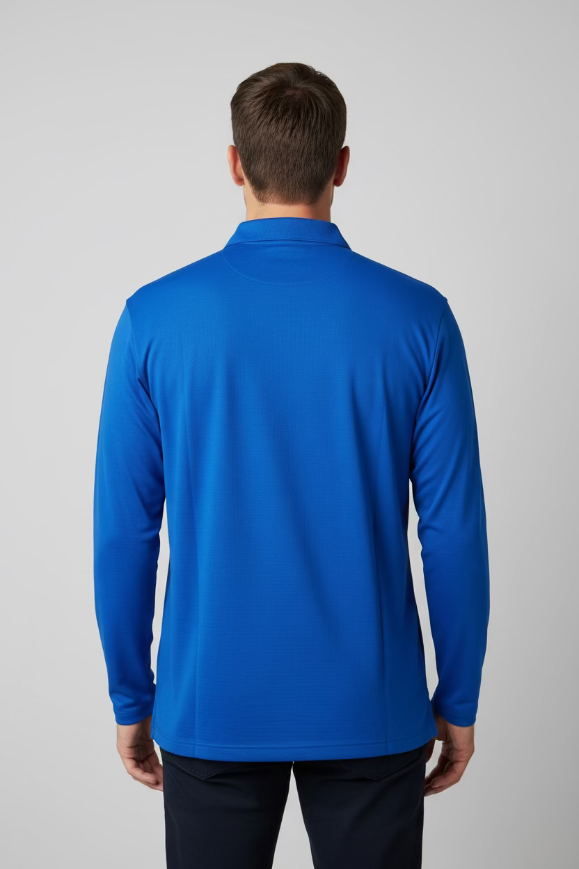 IBKUL Mens Long Sleeve Polo - Blue Breeze - Skorzie