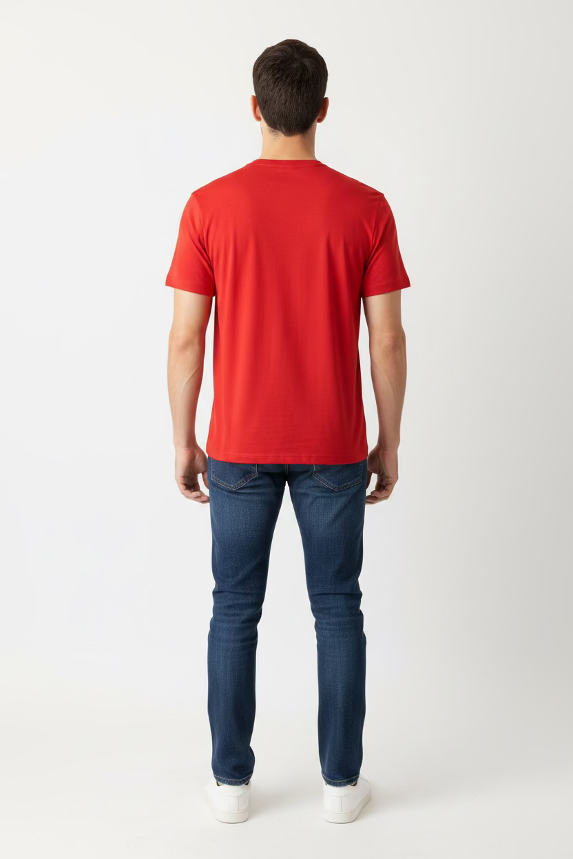 IBKUL Mens Classic Short Sleeve Crewneck Tee  - Red - Skorzie