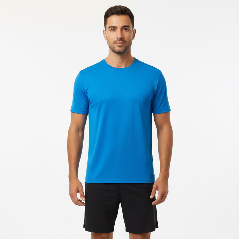 IBKUL Mens Classic Short Sleeve Crewneck Tee  - Oceanside Blue - Skorzie