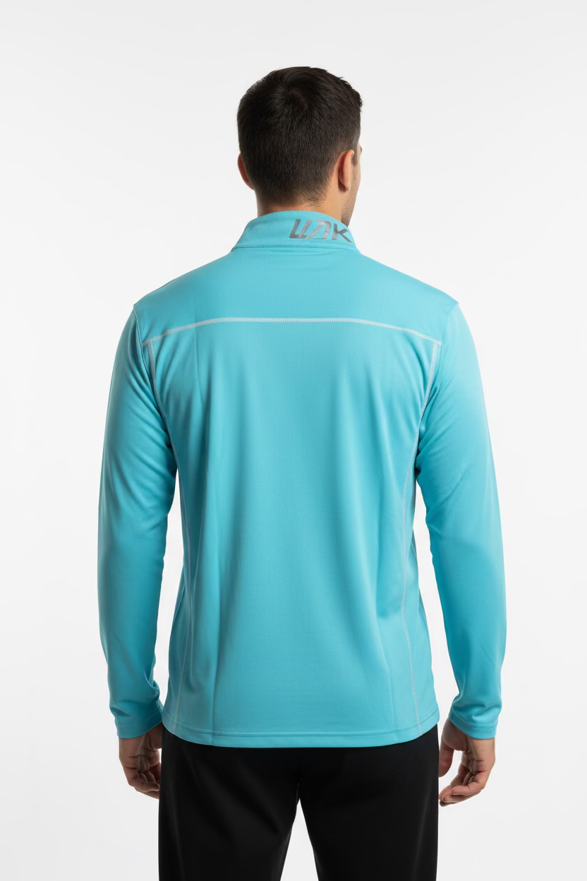 IBKUL Mens Long Sleeve Zip Pullover - Malibu Blue - Skorzie