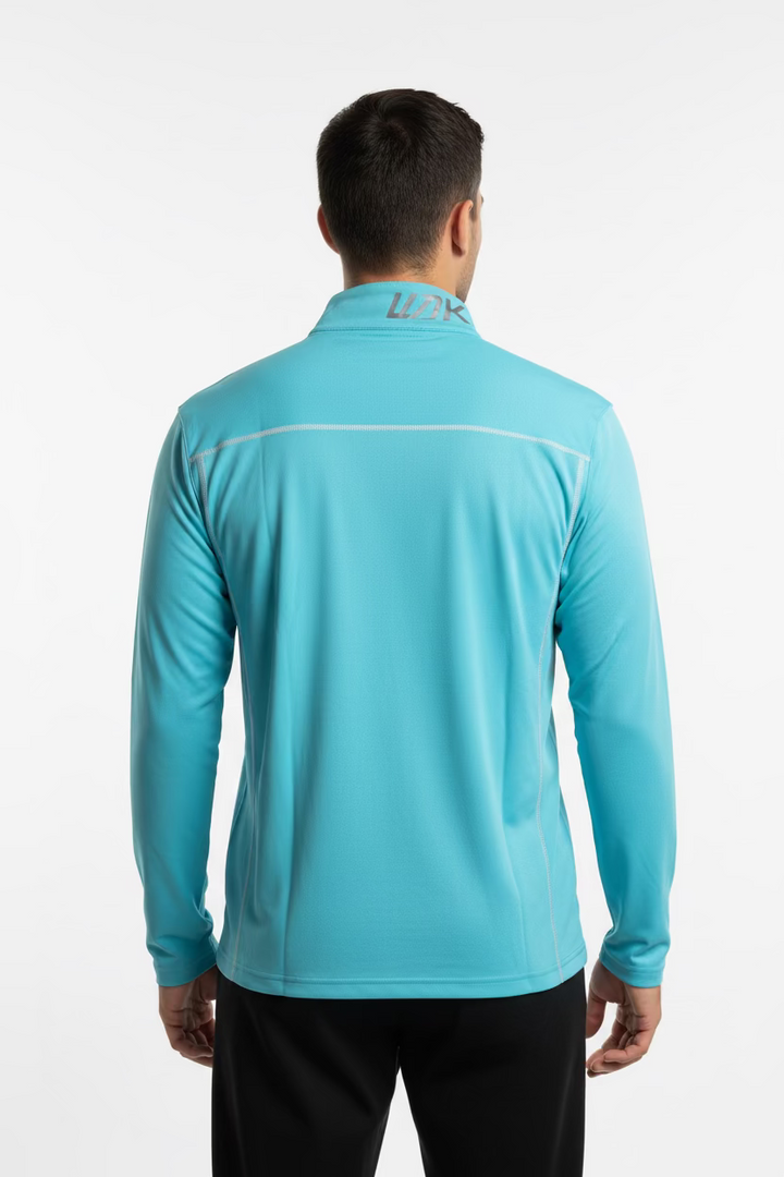IBKUL Mens Long Sleeve Zip Pullover - Malibu Blue - Skorzie